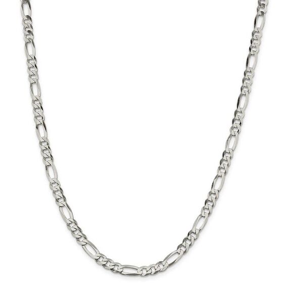 5.5mm Sterling Silver Flat Figaro Chain Necklace, 22 Inch - Picture 3 of 8